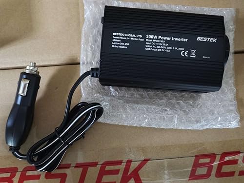 BESTEK - Convertidor de 12 V, 220 V, 230 V, 200 W, Transformador de tensión, 4 Puertos USB y 2 enchufes UE, Cargador de Coche para Camping con múltiples Protecciones y Soft Start