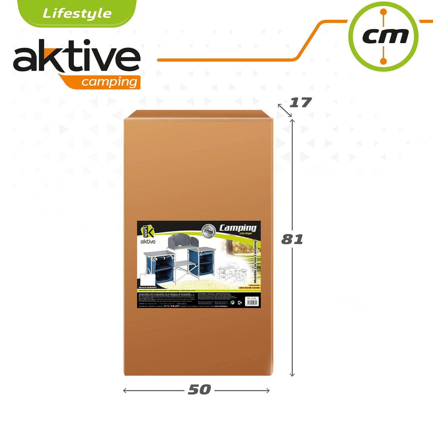 AKTIVE 63014 - Armario de camping con cremallera elevado, medidas 60 x 44 x 67 cm, peso máximo 25 kg, de tela, muebles para acampar