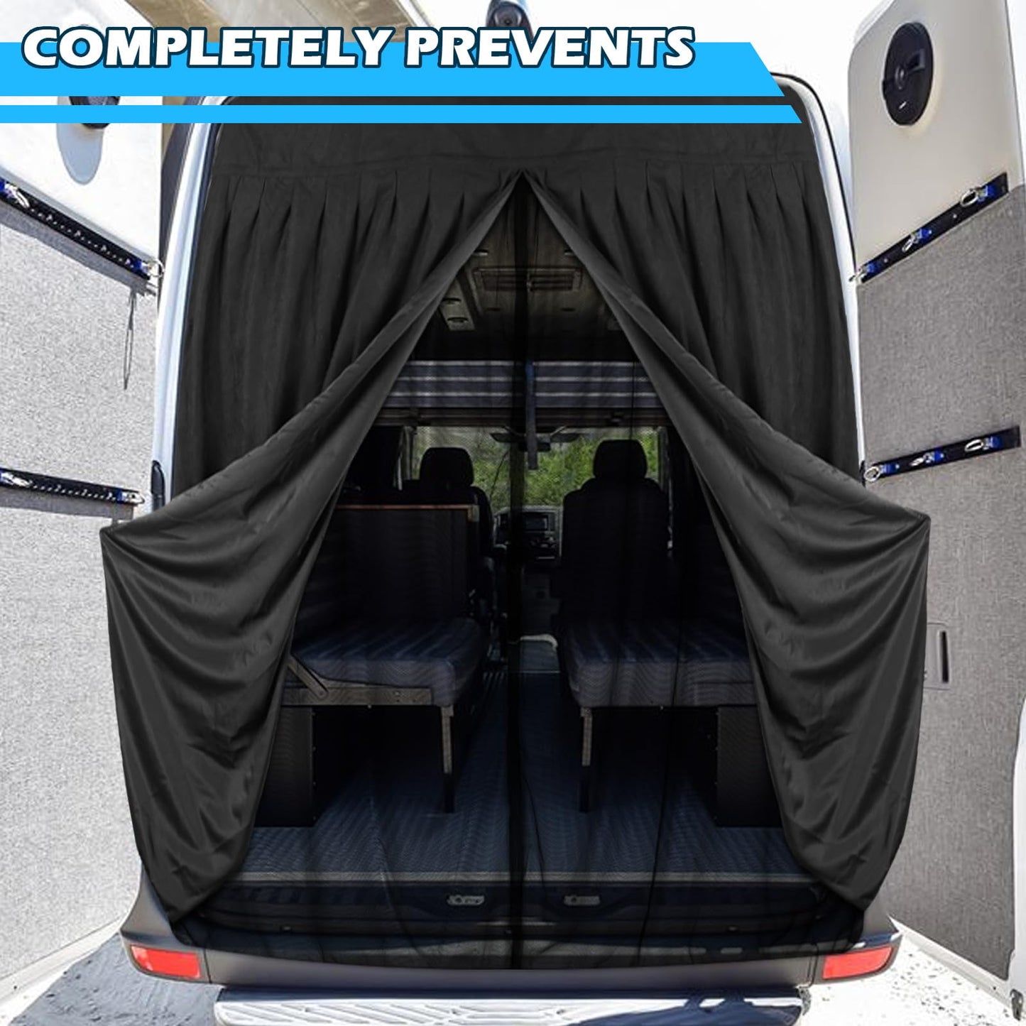 Mosquitera Magnética para Furgonetas, Mosquitera Universal para la Puerta Trasera del Coche con Cierre Magnético para Furgonetas, Autocaravanas y Campervans