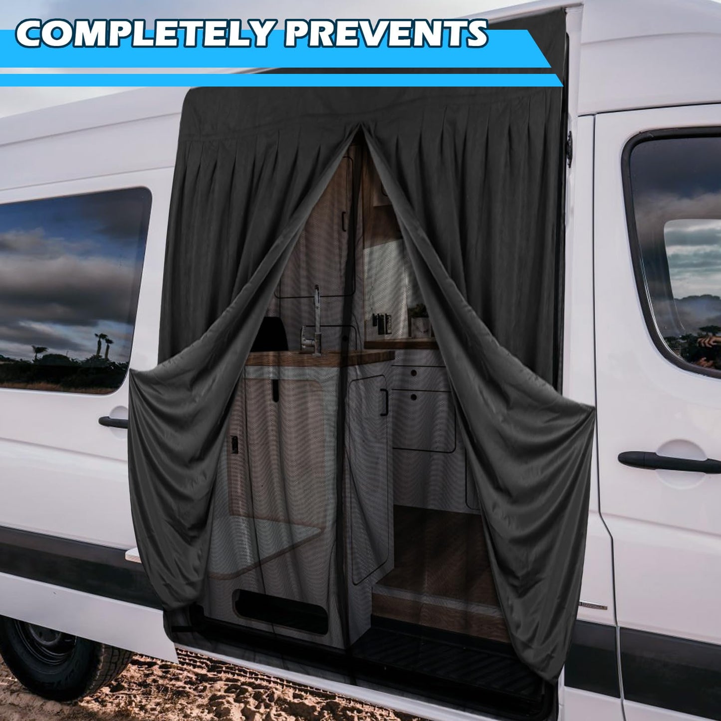 Mosquitera Magnética para Furgonetas, Mosquitera Universal para la Puerta Trasera del Coche con Cierre Magnético para Furgonetas, Autocaravanas y Campervans