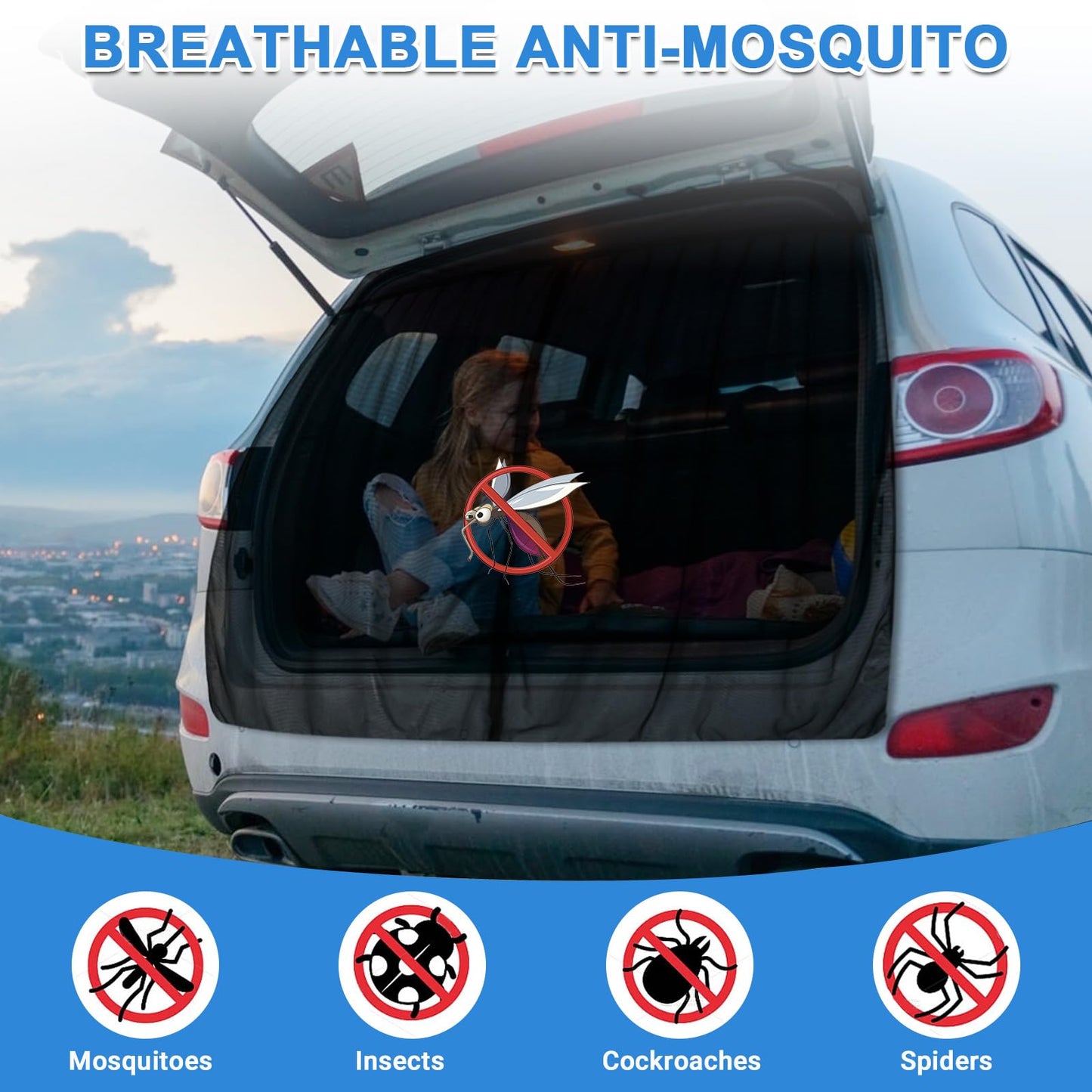 Mosquitera Magnética para Furgonetas, Mosquitera Universal para la Puerta Trasera del Coche con Cierre Magnético para Furgonetas, Autocaravanas y Campervans