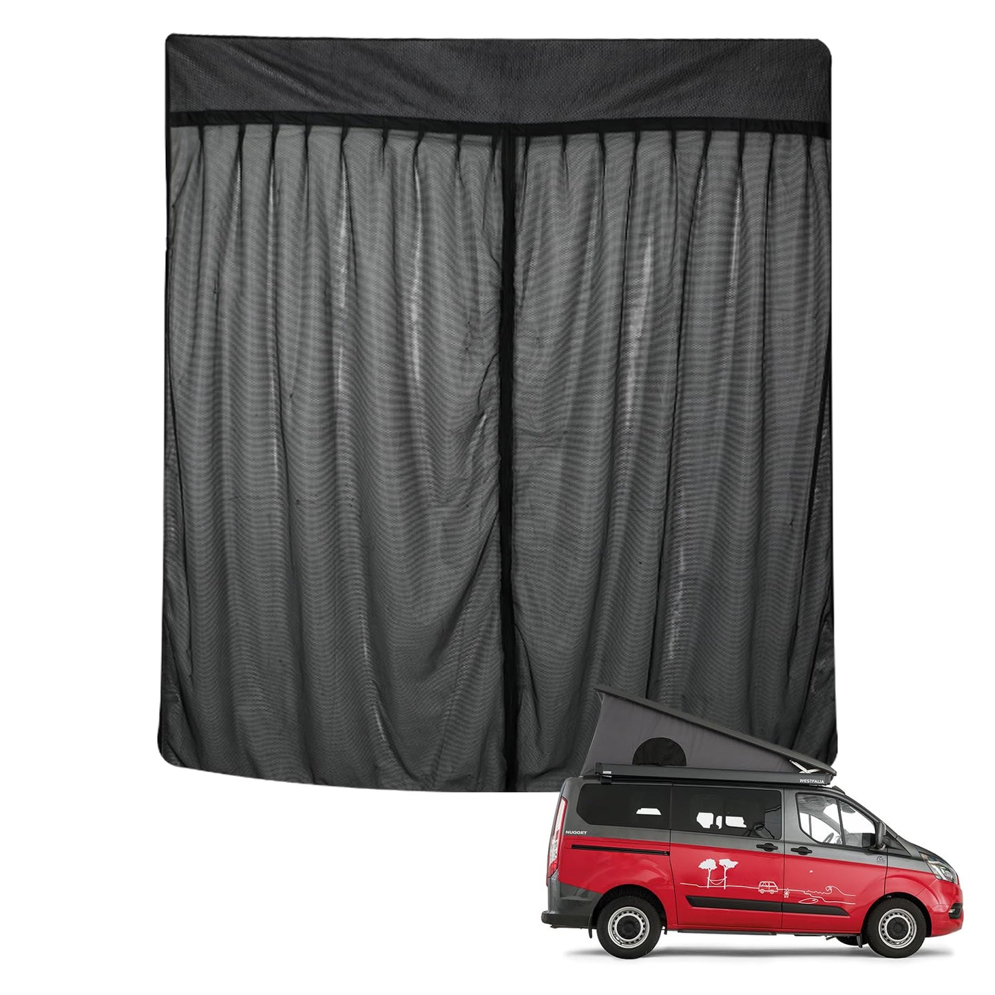 Mosquitera Magnética para Furgonetas, Mosquitera Universal para la Puerta Trasera del Coche con Cierre Magnético para Furgonetas, Autocaravanas y Campervans