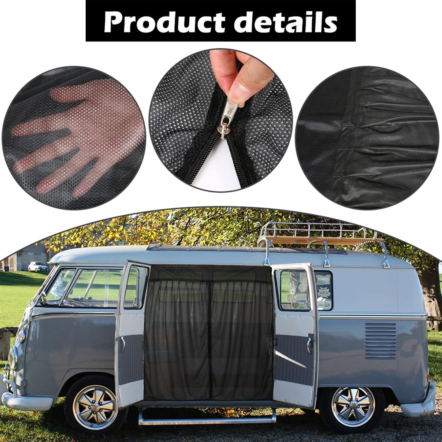 Mosquitera Magnética para Furgonetas, Mosquitera Universal para la Puerta Trasera del Coche con Cierre Magnético para Furgonetas, Autocaravanas y Campervans