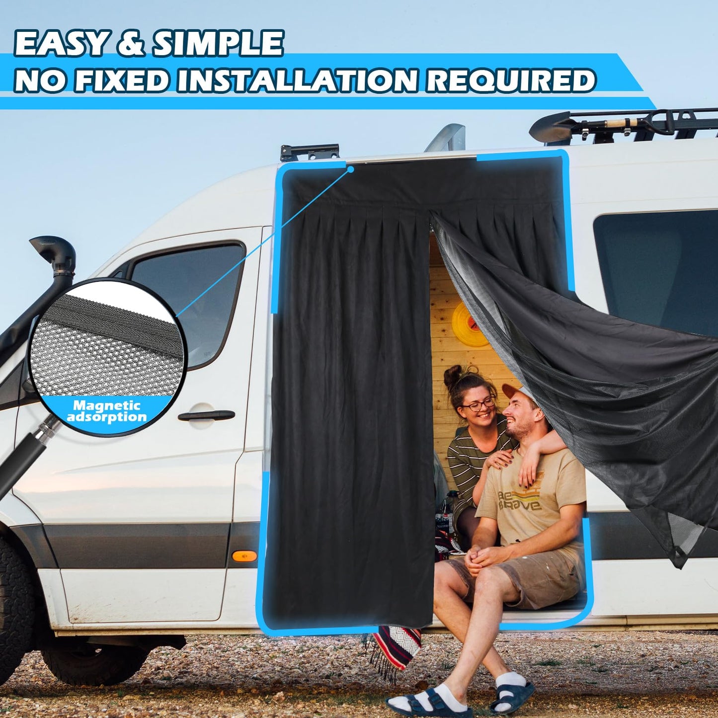 Mosquitera Magnética para Furgonetas, Mosquitera Universal para la Puerta Trasera del Coche con Cierre Magnético para Furgonetas, Autocaravanas y Campervans