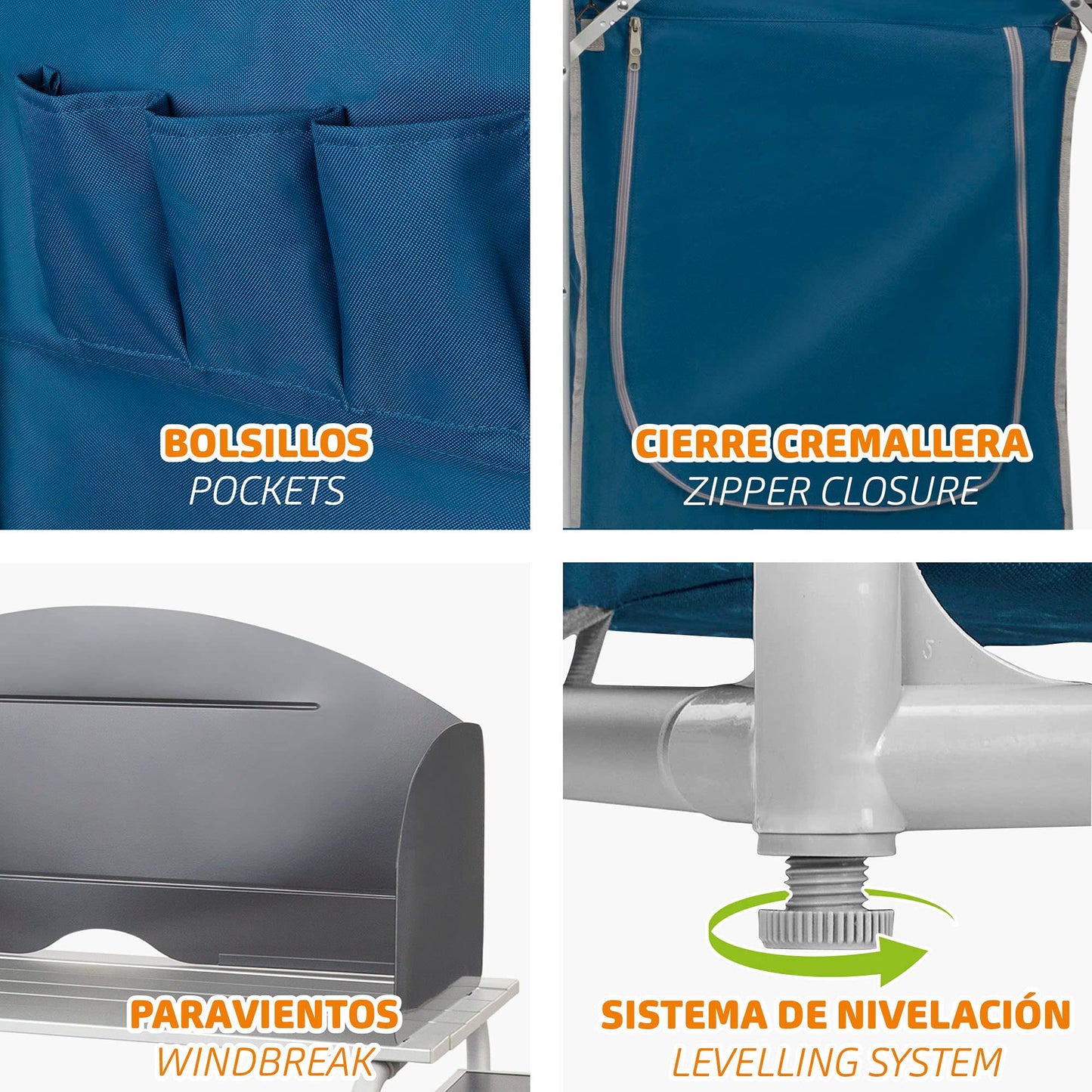 AKTIVE 63014 - Armario de camping con cremallera elevado, medidas 60 x 44 x 67 cm, peso máximo 25 kg, de tela, muebles para acampar