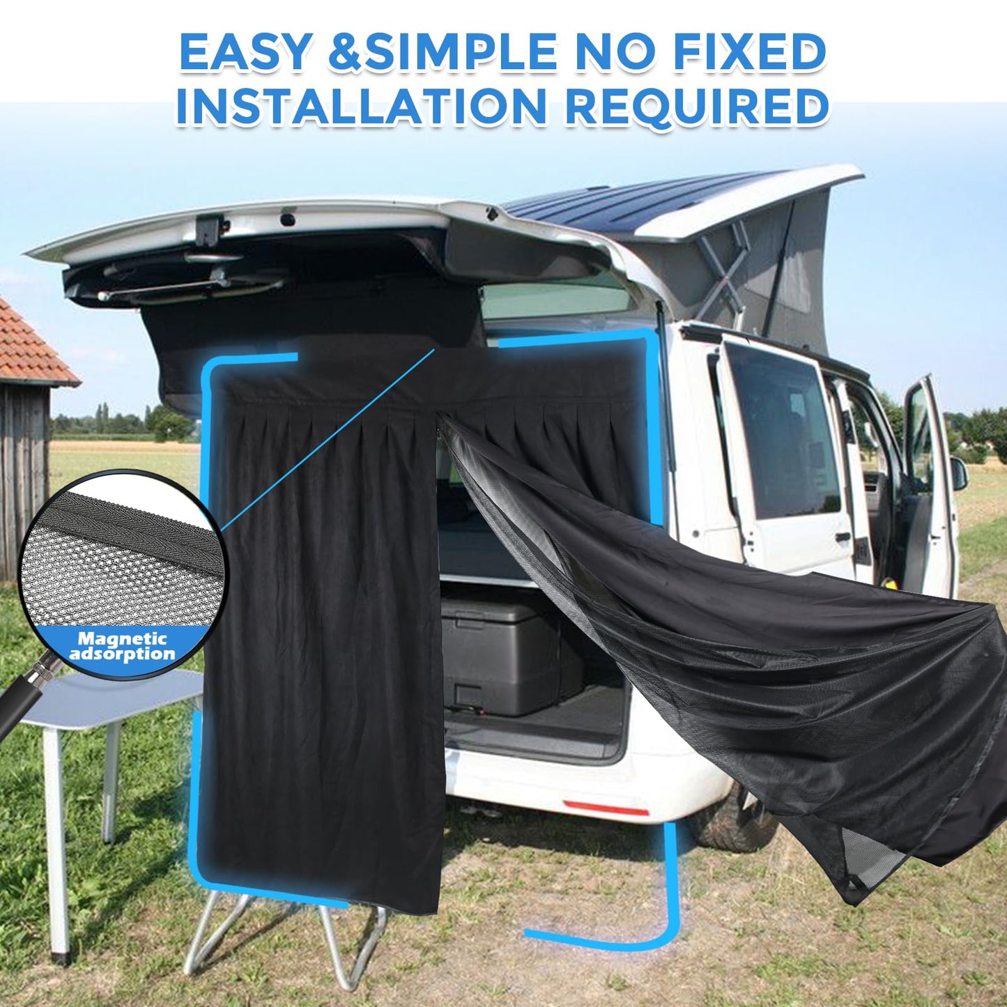 Mosquitera Magnética para Furgonetas, Mosquitera Universal para la Puerta Trasera del Coche con Cierre Magnético para Furgonetas, Autocaravanas y Campervans