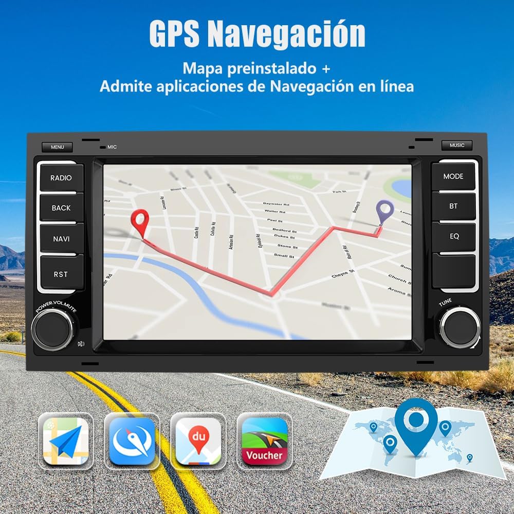 AWESAFE Android 12.0 [2GB+32GB] Radio Coche con Pantalla Táctil 7 Pulgadas para VW Touareg/Transporter T5 Multivan, Admite Carplay/Android Auto Inalámbrico/Bluetooth/GPS,etc.