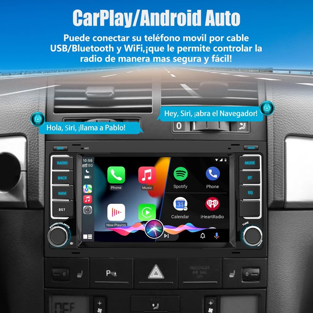 AWESAFE Android 12.0 [2GB+32GB] Radio Coche con Pantalla Táctil 7 Pulgadas para VW Touareg/Transporter T5 Multivan, Admite Carplay/Android Auto Inalámbrico/Bluetooth/GPS,etc.