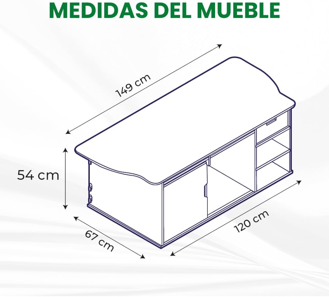 Mueble Kit Camper para Furgonetas VW T5, T6, T6,1 Multivan y California sin Mueble Lateral, con Accesorios y Colchón incluidos