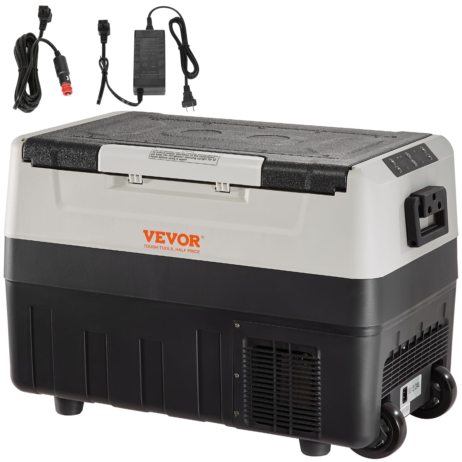 VEVOR Nevera Eléctrica Portátil de 35 L Nevera Portátil para Coche 12/24 V CC 100 - 240 V CA Nevera de Una Zona para Coche 0,6 kW.h - 20 °C a 10 °C Congelador Ajustable para Camión Barco Camping